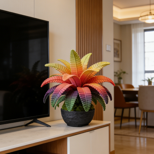 Faux Colorful Fern Plant | Low Maintenance Potted Artificial Greenery for Home & Patio