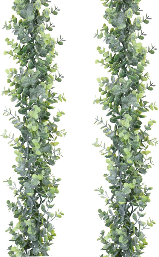 2 Pack Faux Eucalyptus Garland Plant, Artificial Vines Hanging Eucalyptus Leaves