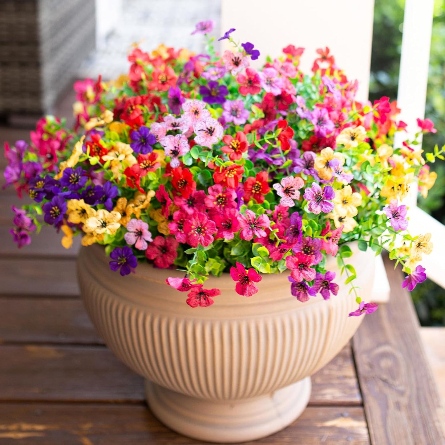 Faux Flower Daisy with Eucalyptus Leaves Fake Plants