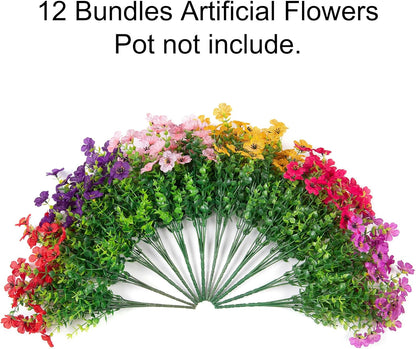 Faux Flower Daisy with Eucalyptus Leaves Fake Plants